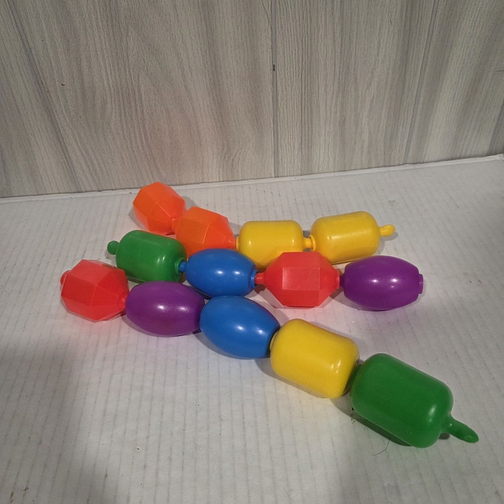 Vintage Fisher Price Giant Snap-Lock Beads Lot 13 Multicolor Pop Beads